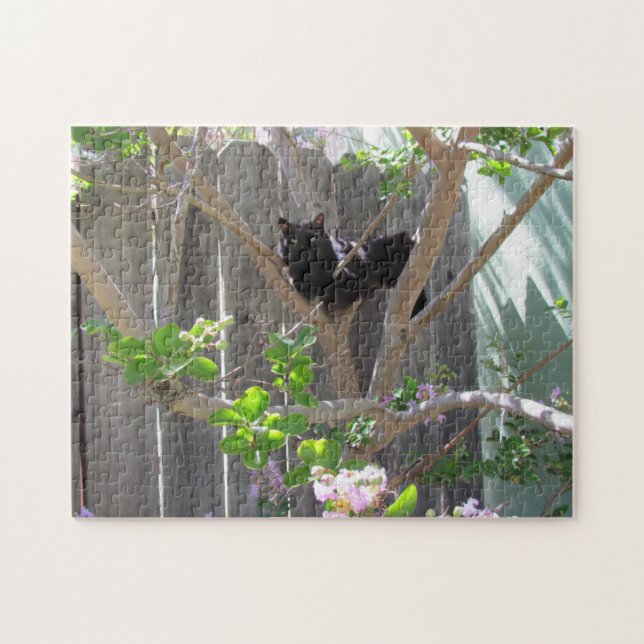 Rompecabezas - Gato negro en el árbol (Horizontal)