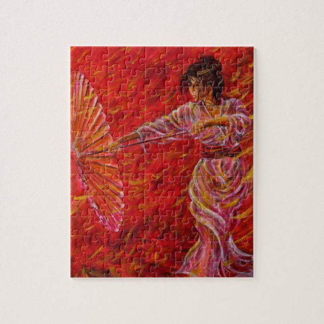Rompecabezas - geisha que pinta Nik Helbig (Vertical)