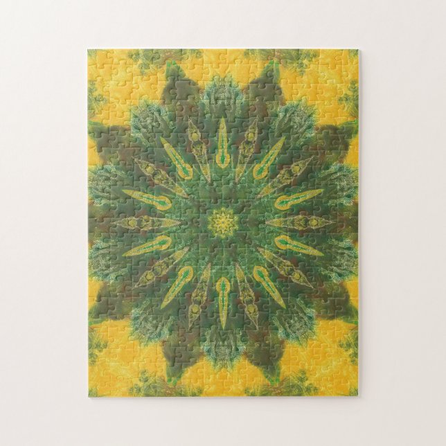 Rompecabezas geométricas de Kaleidoscopio verde ma (Vertical)