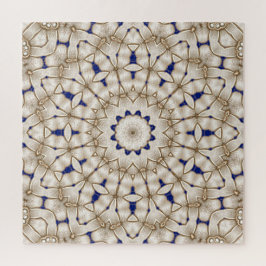 Rompecabezas geométrico floral de oro azul