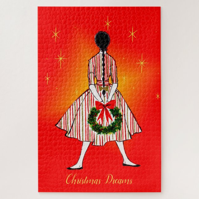 Rompecabezas grande Chica de Navidades de los años (Vertical)