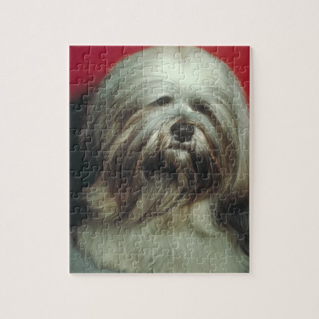 Rompecabezas gris del perro de Lasa Apso (Vertical)