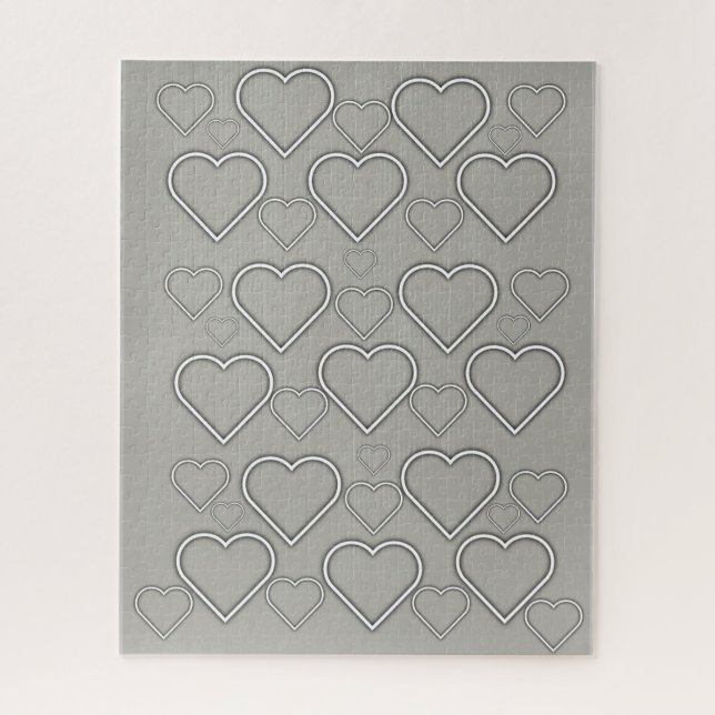 Rompecabezas Gris White Hearts (Vertical)