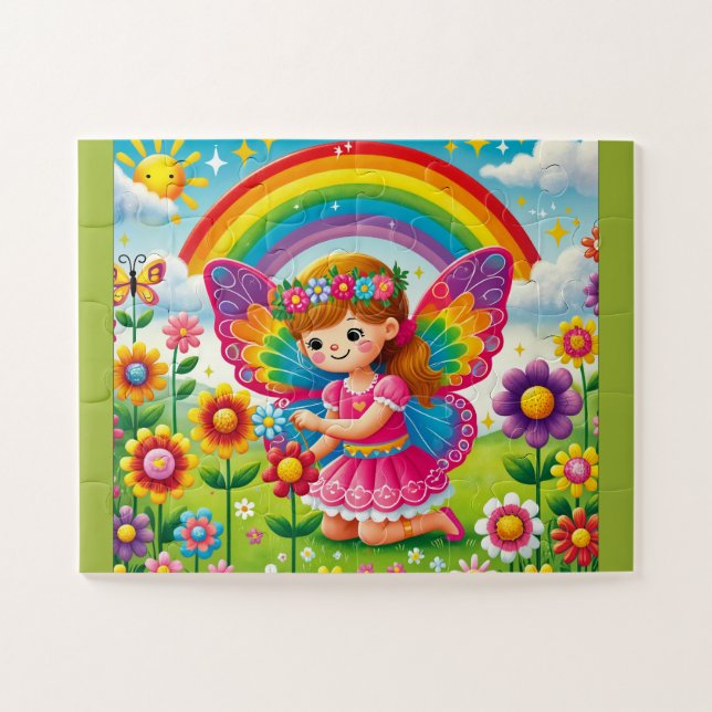 ROMPECABEZAS "HADA SONRIENTE RECOGIENDO FLORES" (Horizontal)