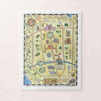 Rompecabezas Handdrawn del mapa de Reno