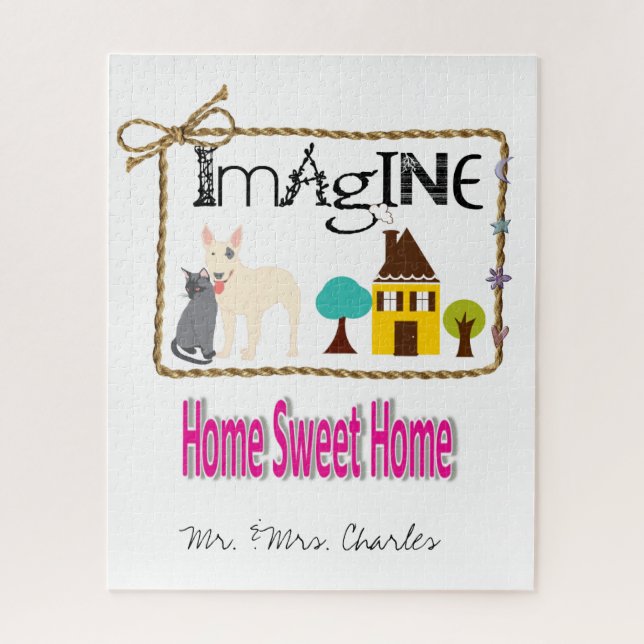 Rompecabezas hogar dulce hogar, casa de gato de pe (Vertical)