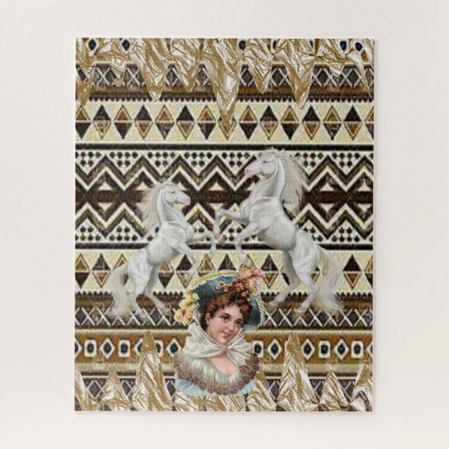 Rompecabezas Horse Floral Victoriano (Vertical)