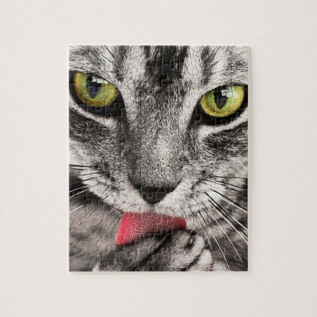 Rompecabezas imposible - Gato rayado gris (Vertical)