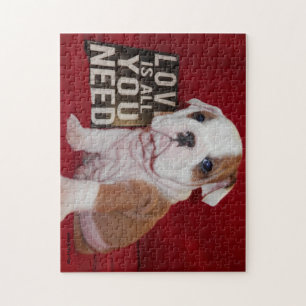 Rompecabezas inglés del bulldog del amor del mat