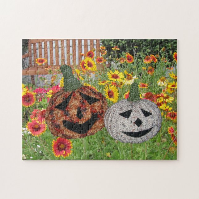 Rompecabezas - Jack O Lanterns entre las Flores (Horizontal)
