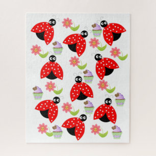 Rompecabezas Lady Bugs Torta Floral Cumpleaños
