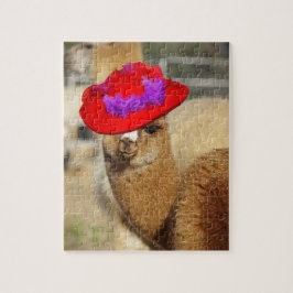 Rompecabezas lindo de la alpaca con la caja de