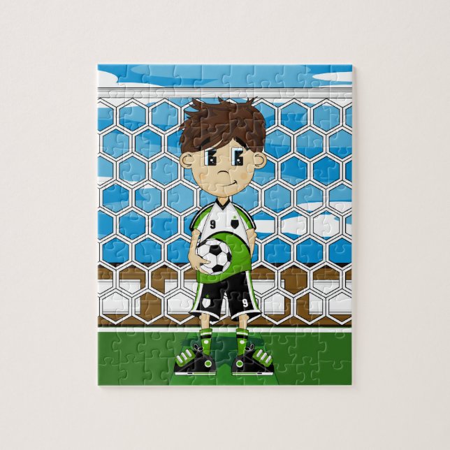 Rompecabezas lindo del muchacho del fútbol (Vertical)