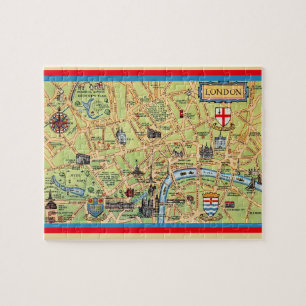 Rompecabezas Mapa Vintage Londres 8x10