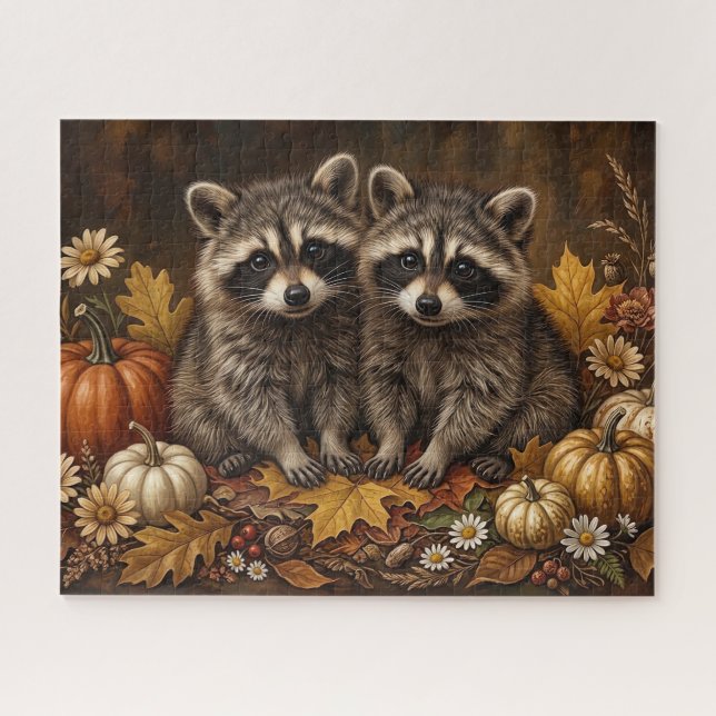 Rompecabezas Mapaches de Otoño (Horizontal)