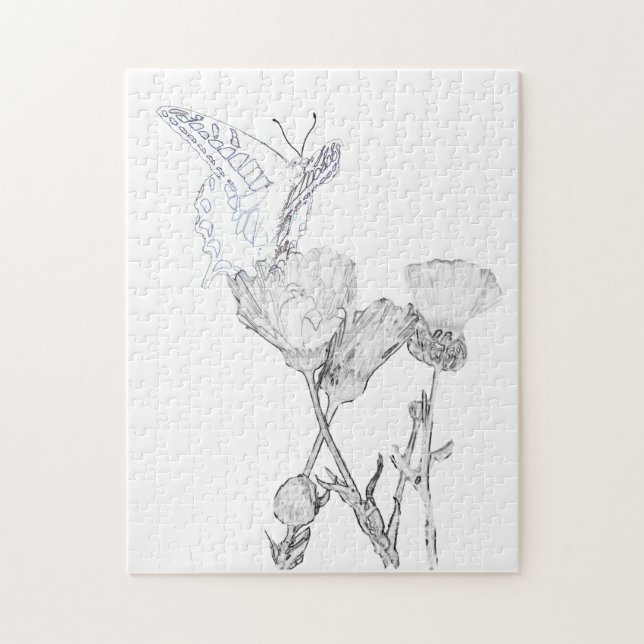 Rompecabezas - Mariposa en las flores (Vertical)