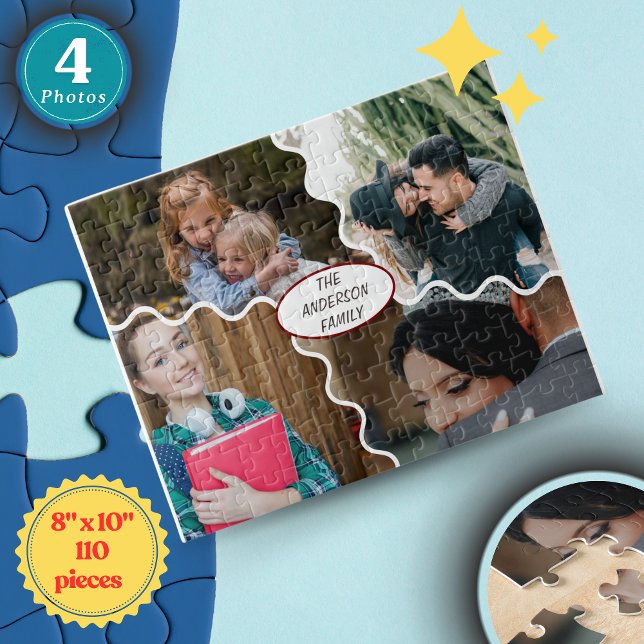 Rompecabezas Minimalista personalizado | Un regalo (Custom 4-Photo Collage Jigsaw Puzzle | 8”x10” 110-Piece Personalized Minimalist Puzzle)