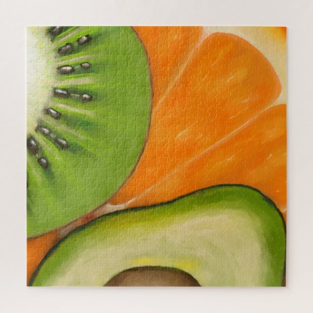 Rompecabezas moderno lleno de frutas (Vertical)