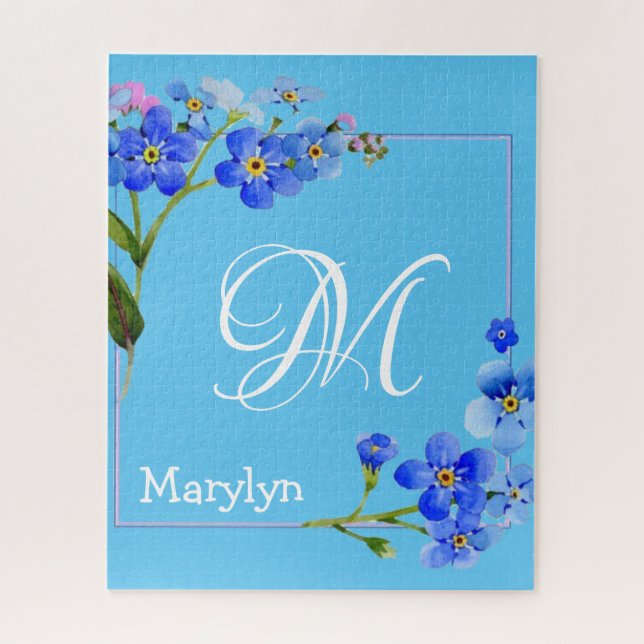 Rompecabezas Monograma Floral Rosa (Vertical)