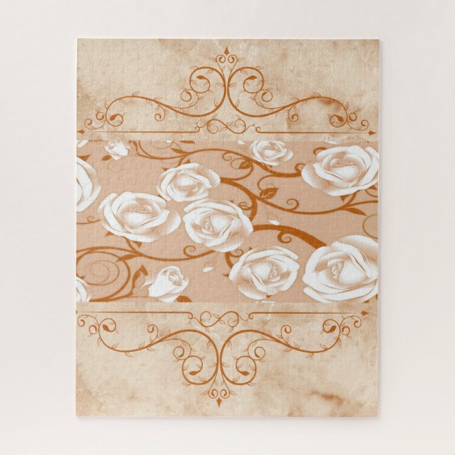 Rompecabezas Monograma Floral Rosa (Vertical)