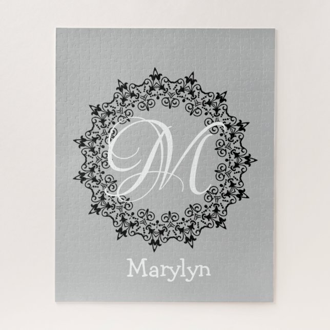 Rompecabezas Monograma Floral Rosa (Vertical)