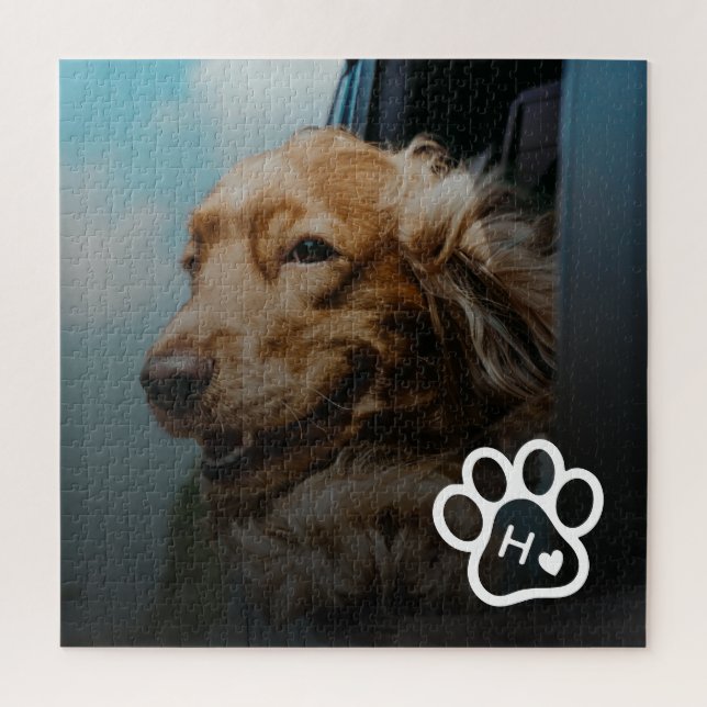 Rompecabezas monograma mascotas perro agrega tu pr (Vertical)