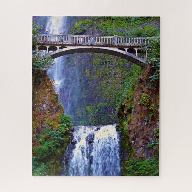 Rompecabezas Multnomah Falls Río Columbia. (Vertical)
