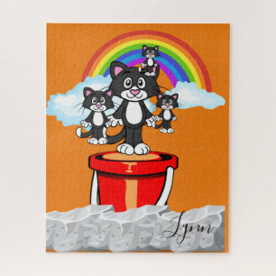 Rompecabezas Naranja gatos arcoiris