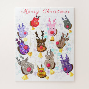 Rompecabezas Navideño Juguetes Coloridos Ciervos c