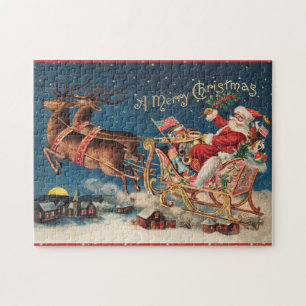 Rompecabezas navideño Patriótico Santa Merry