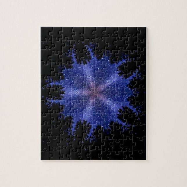 Rompecabezas negras de estrella violeta geométrica (Vertical)