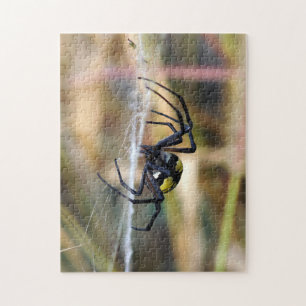 Rompecabezas negro y amarillo de la araña de