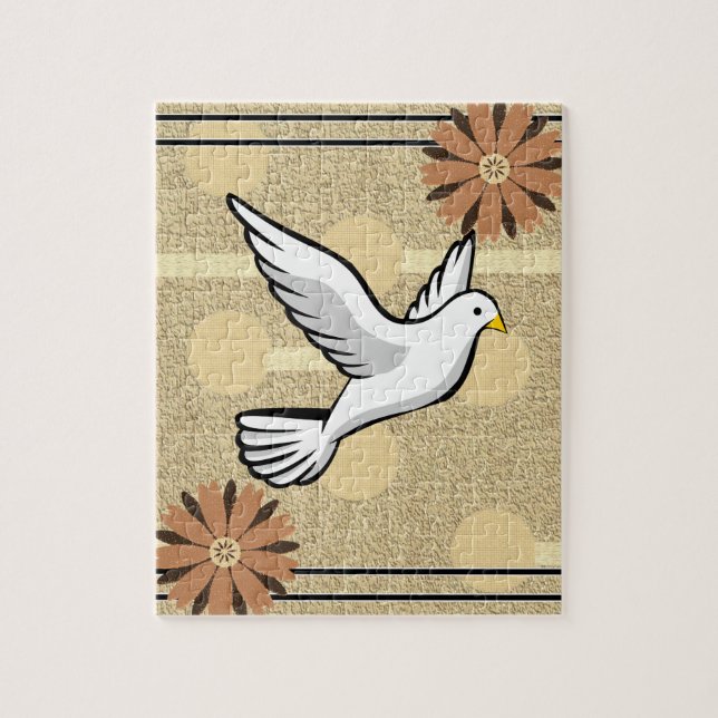 Rompecabezas Paloma Blanca Círculos Beige (Vertical)
