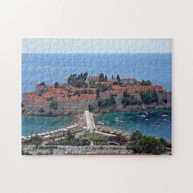 Rompecabezas panorámico de Montenegro Sveti Stefan (Horizontal)