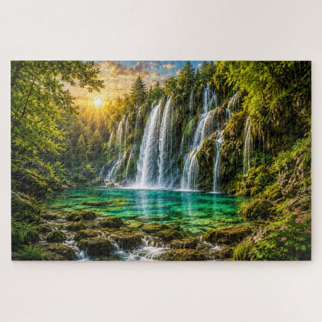 Rompecabezas Paraíso de la Cascada Esmeralda (Horizontal)