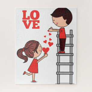 Rompecabezas Pareja Corazones Rojos Feliz Día de S