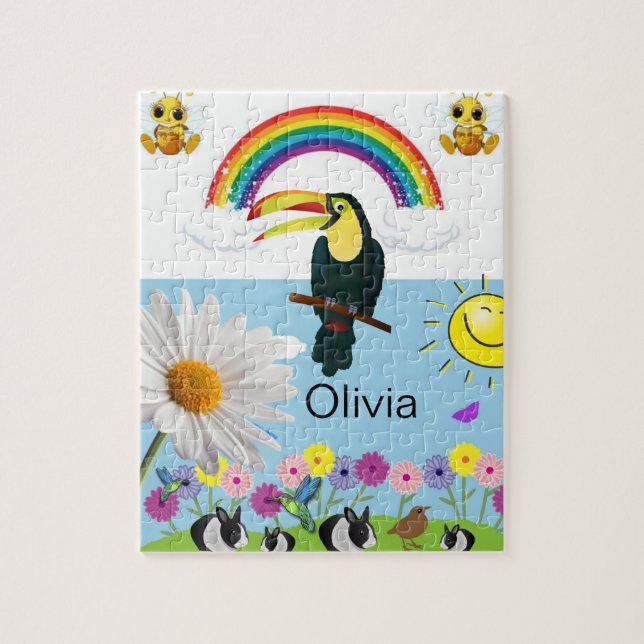 Rompecabezas Parroquias Arcoiris Conejos Floral So (Vertical)