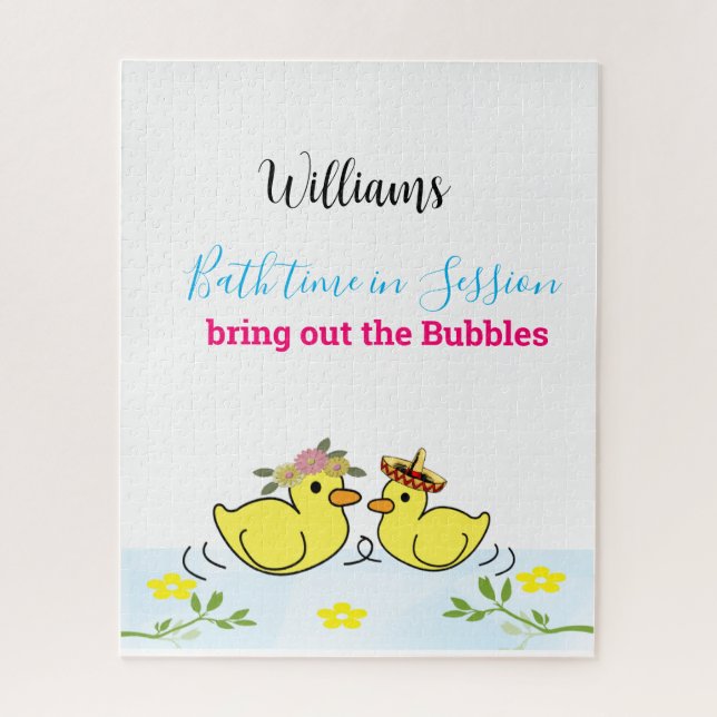 Rompecabezas Patos Amarillos Tiempo de baño Floral (Vertical)