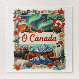 Rompecabezas patriótico vintage O Canada Collage