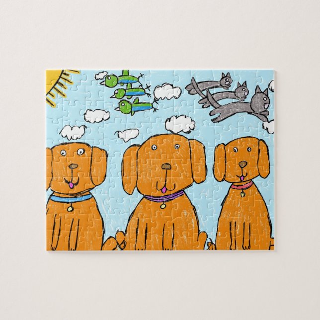 Rompecabezas "Perritos Felices en el Sol" (Horizontal)