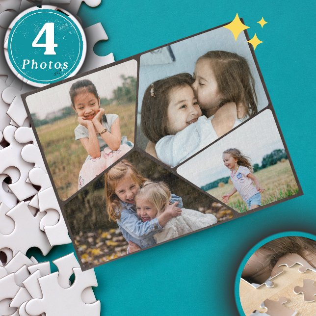 Rompecabezas personalizado de 4 Collages de fotos  (Personalized 4-Photo Collage Puzzle | Custom Minimalist Jigsaw for Family Fun & Heartfelt Gifts 🧩)