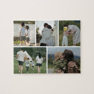 Rompecabezas personalizado de 5 fotos de familia
