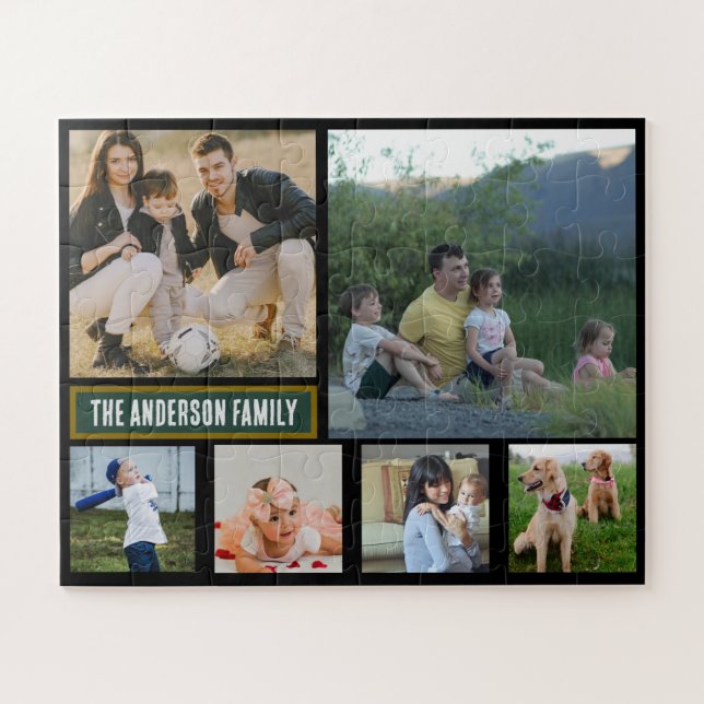 Rompecabezas Personalizado de 6 Fotos con el Apell (Horizontal)