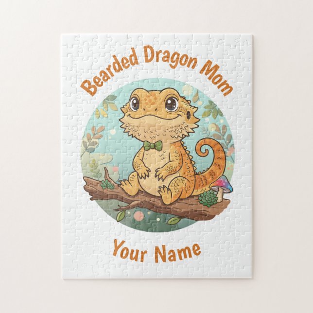 Rompecabezas personalizado de dragón barbudo mamá (Vertical)