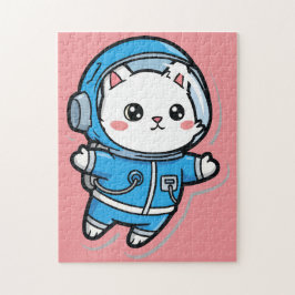Rompecabezas personalizado de gato astronauta lind