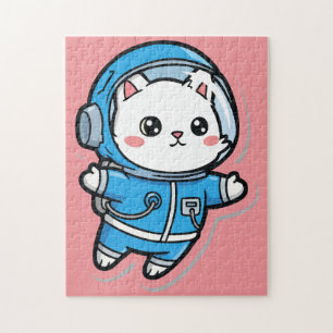 Rompecabezas personalizado de gato astronauta lind