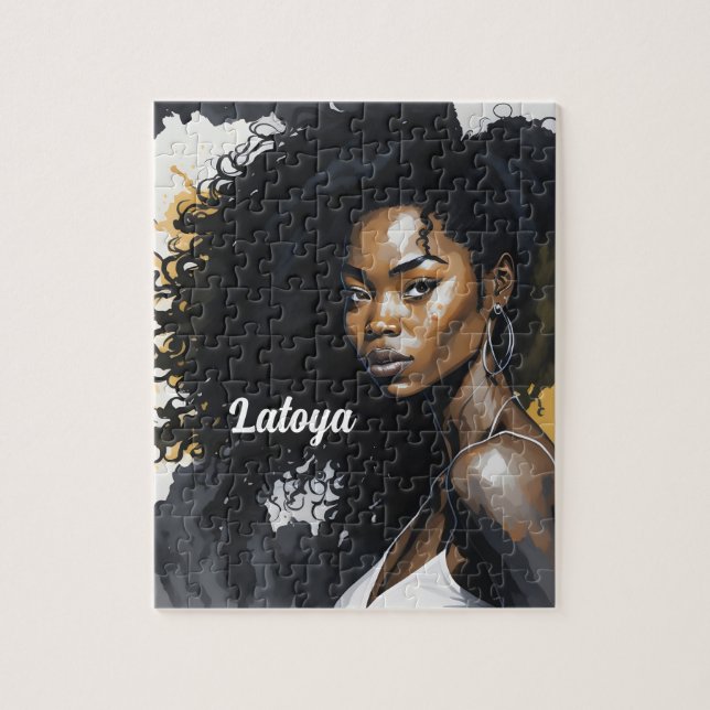Rompecabezas personalizado de la mujer negra (Vertical)