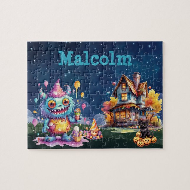 Rompecabezas personalizado de monstruo de Hallowee (Horizontal)
