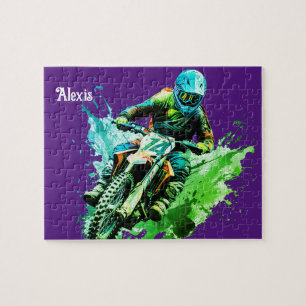 Rompecabezas personalizado de Motocross con nombre