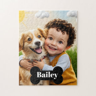 Rompecabezas Personalizado de Niño y Perro con Nom